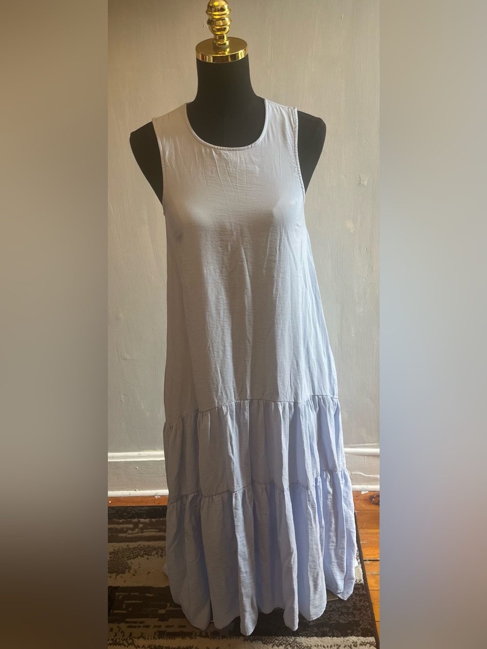 Maeve by Anthropologie Maxi Dress Sleeveless Lined Boho Flowy Blue Pockets (XS)